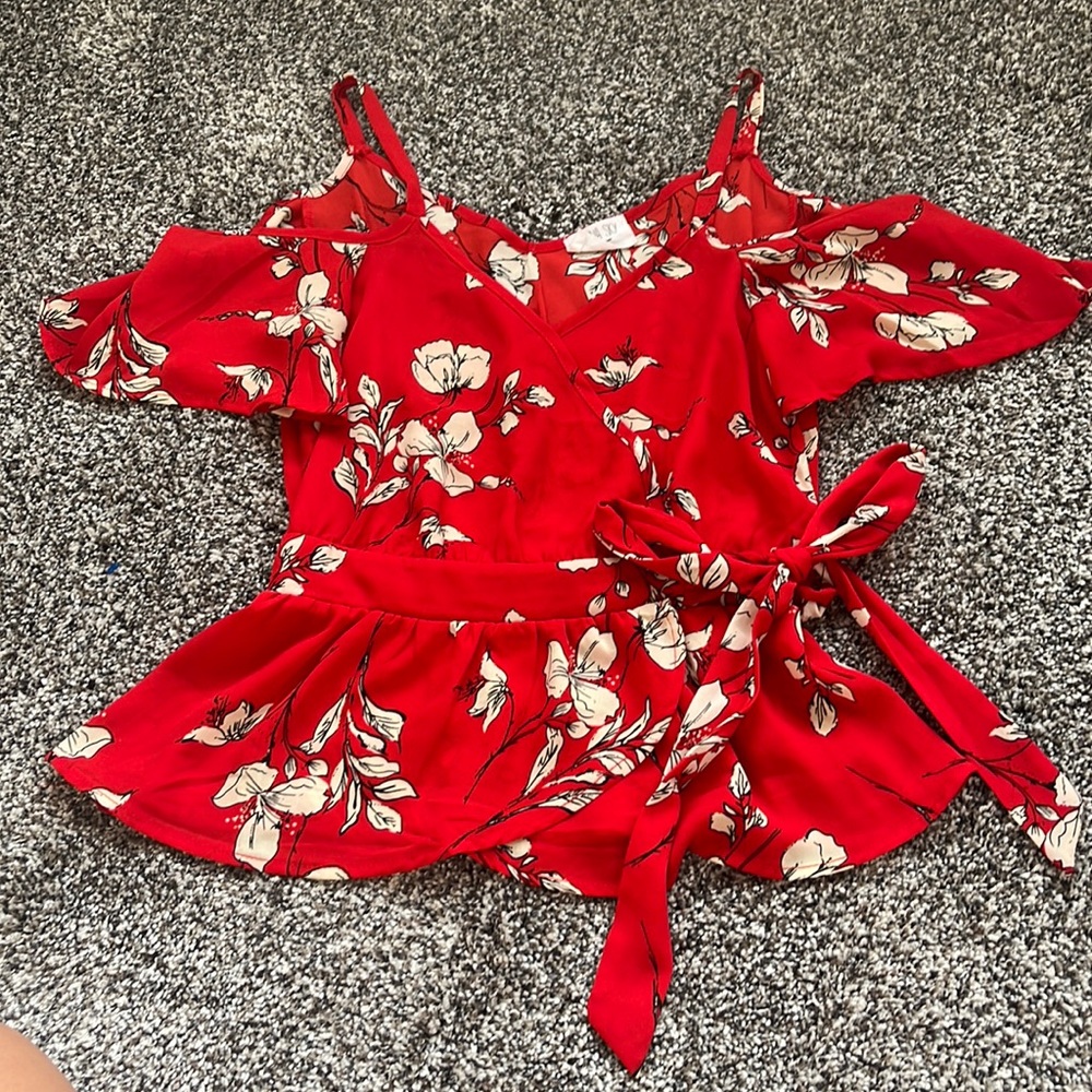 red summer blouse top